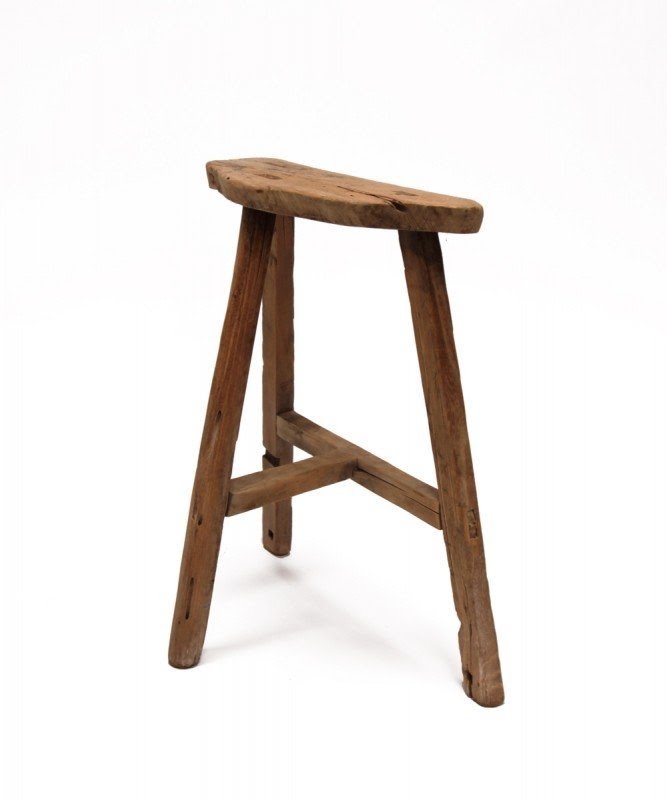 Antique french oak milking stools 1