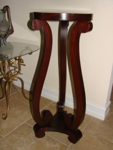 Antique Victorian Edwardian Style Tall Mahogany Wood Pedestal Plant Stand Table