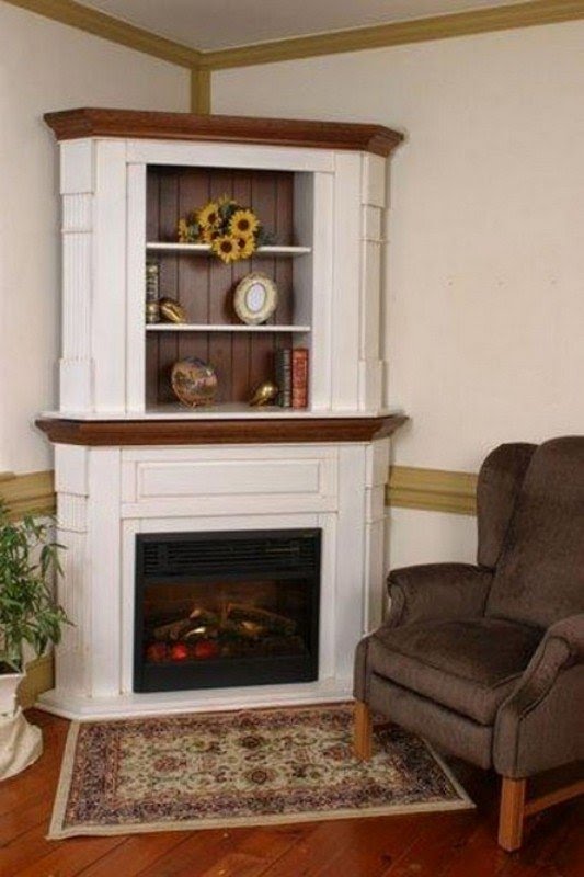 Beige electric fireplace