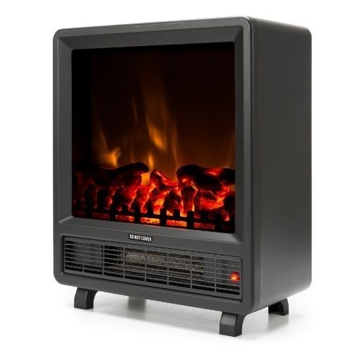 Best Selling Free Standing Electric Fireplace Stove - 18 Inch Black Portable Electric Fireplace with Realistic Fire and Vintage Logs. Adjustable 1350W 400 Square Feet Space Heater Fan