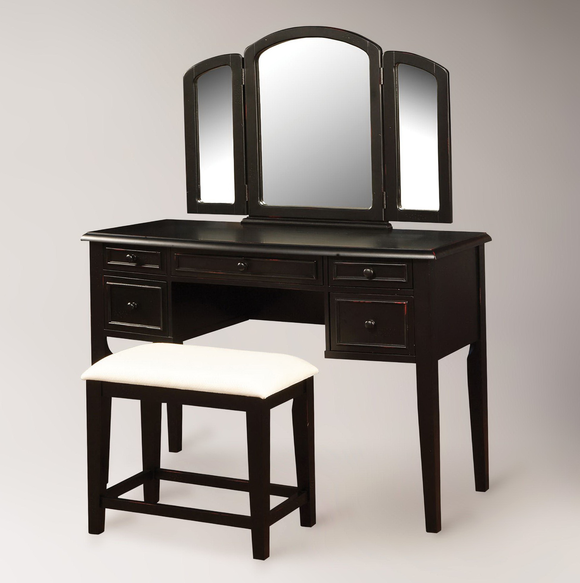 Black vanity desk with mirror 8