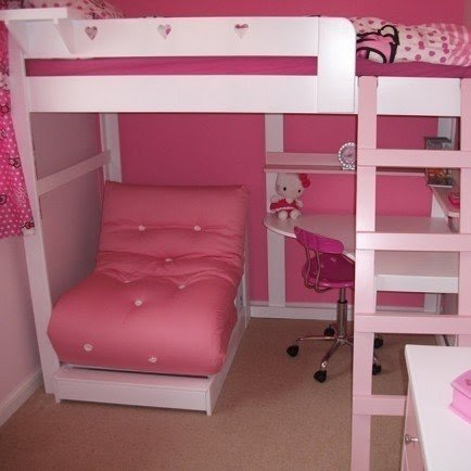 pink and purple bunk beds