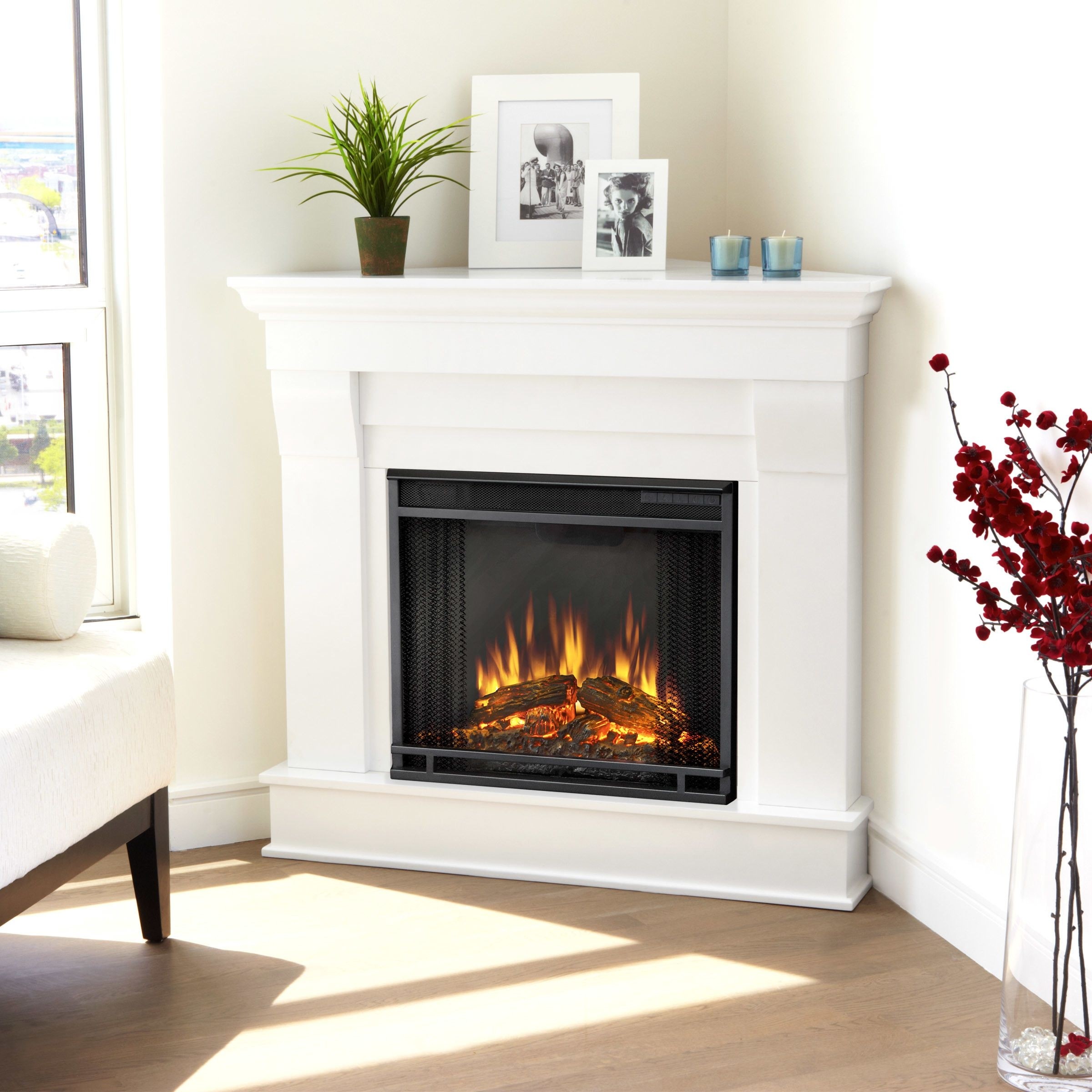 Corner ventless gas fireplace 1