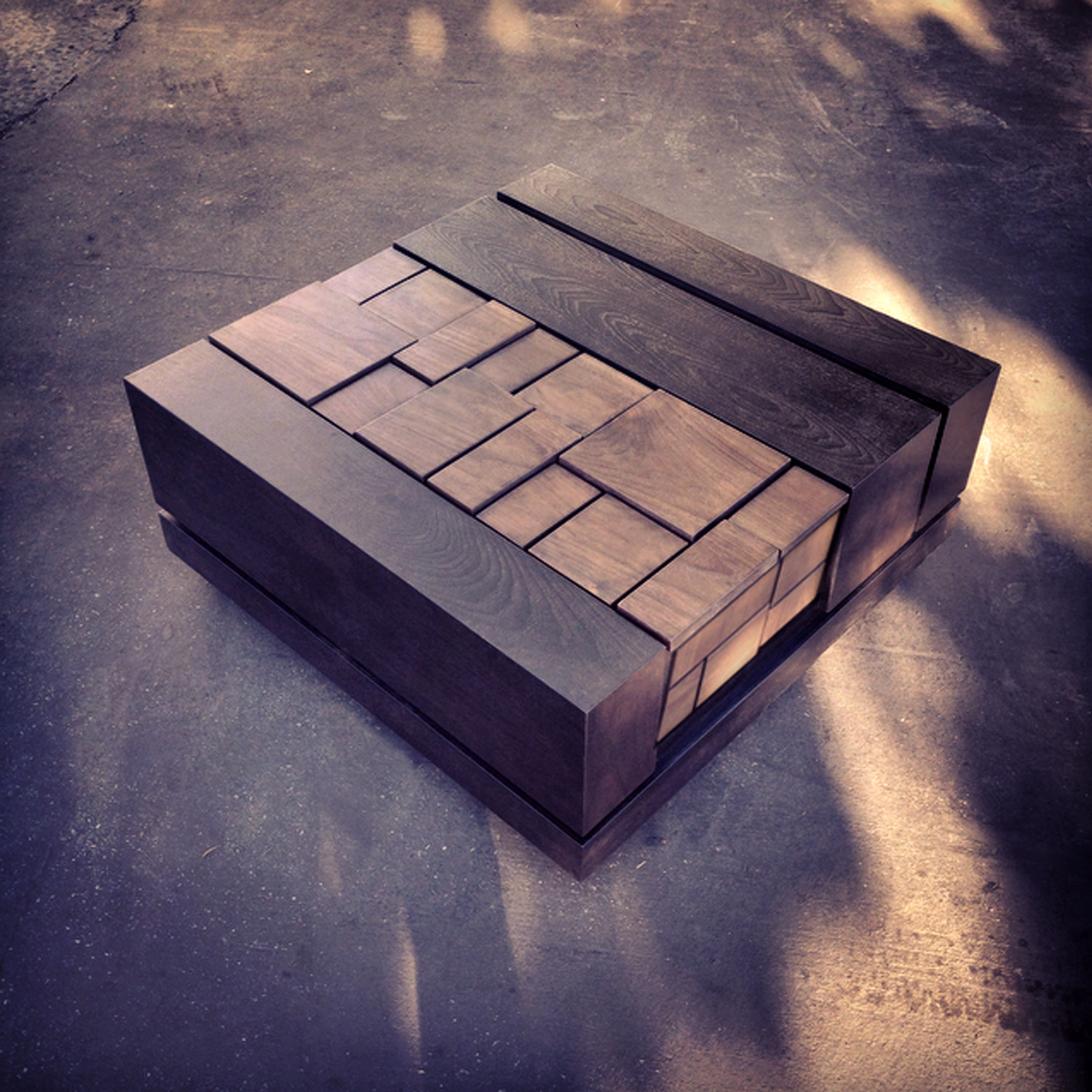 Dark wood square coffee table 10