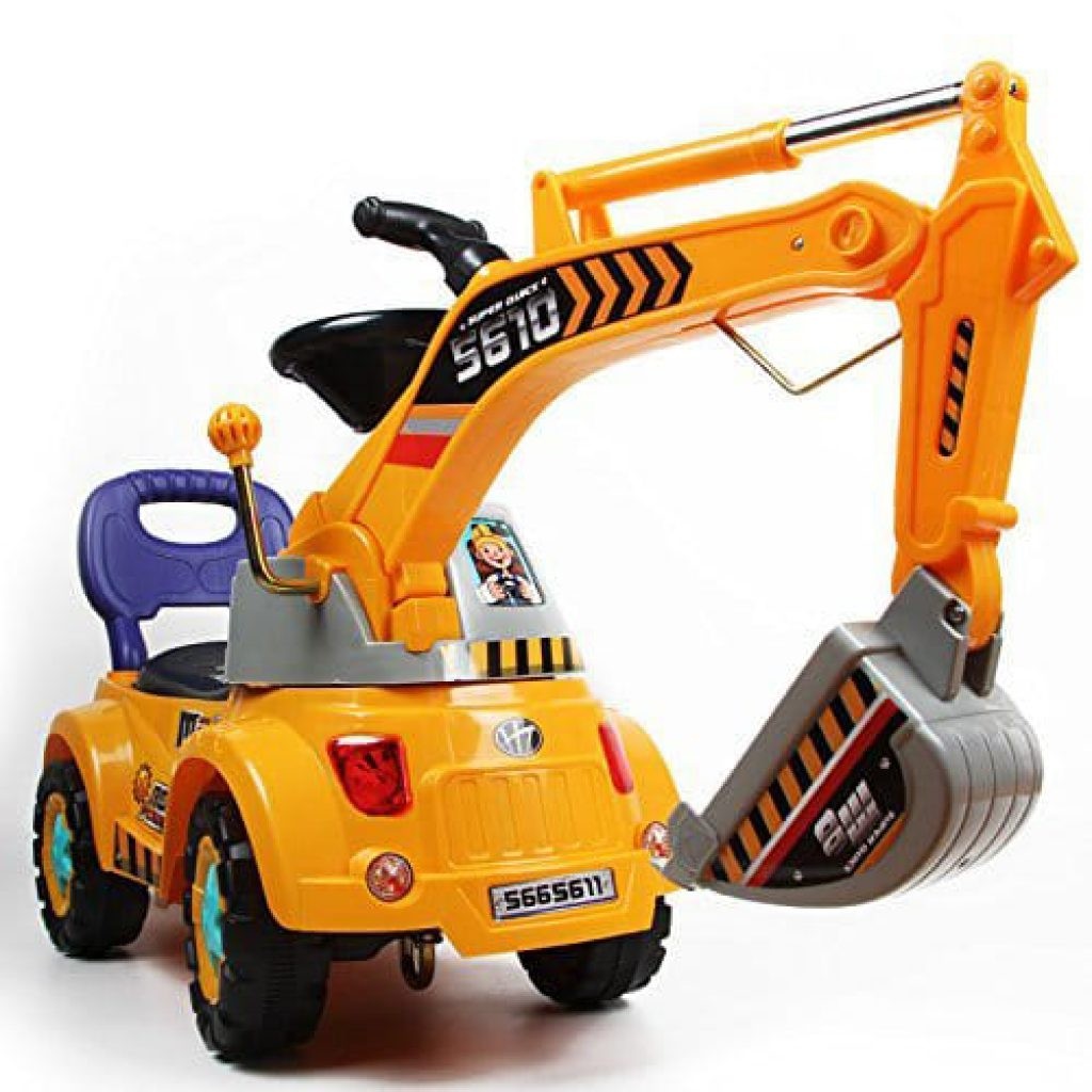 Digger scooter, Ride-on excavator, Pulling cart, Pretend play construction truck (color may vary) by POCO DIVO