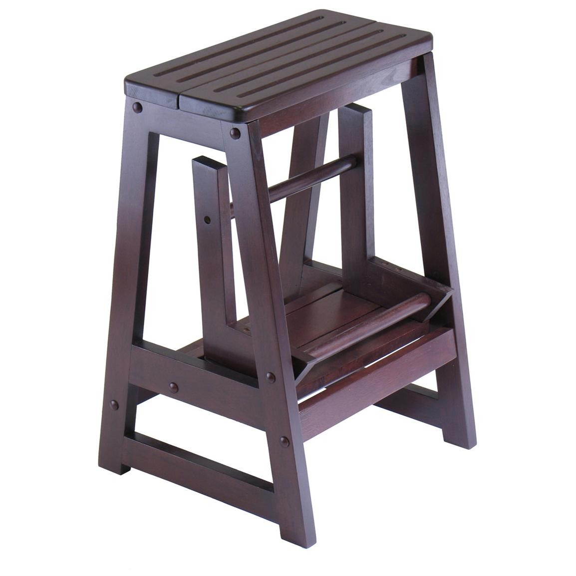 Folding wooden step stool