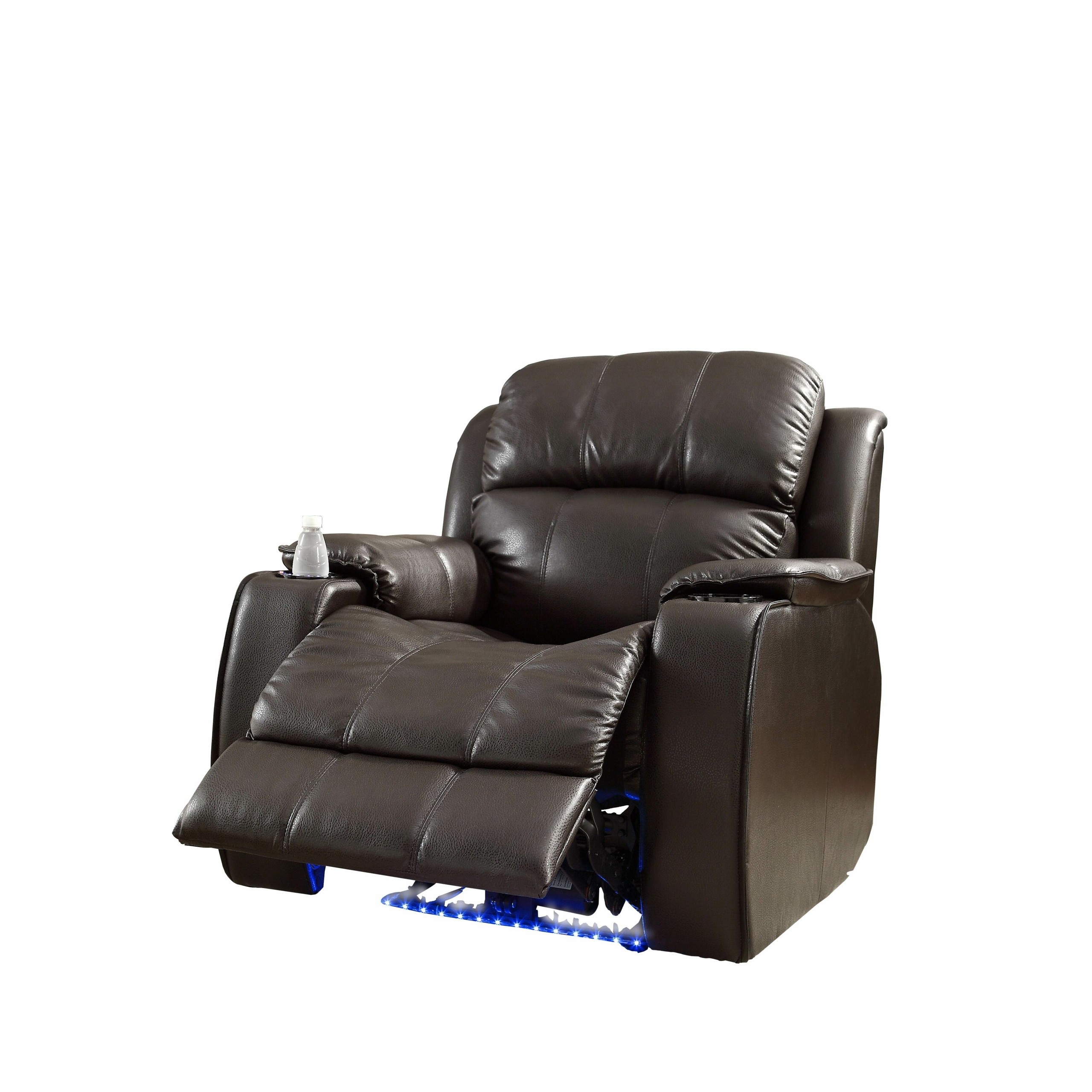 Garrett power recliner brown bonded leather chair