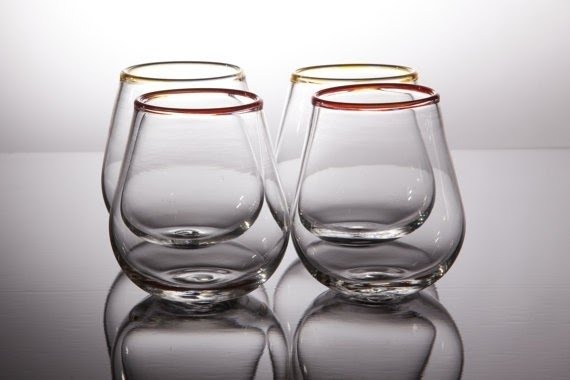 Hand blown stemless wine glasses 29
