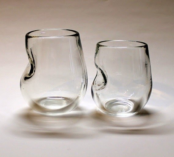 His and hers hand blown stemless wine