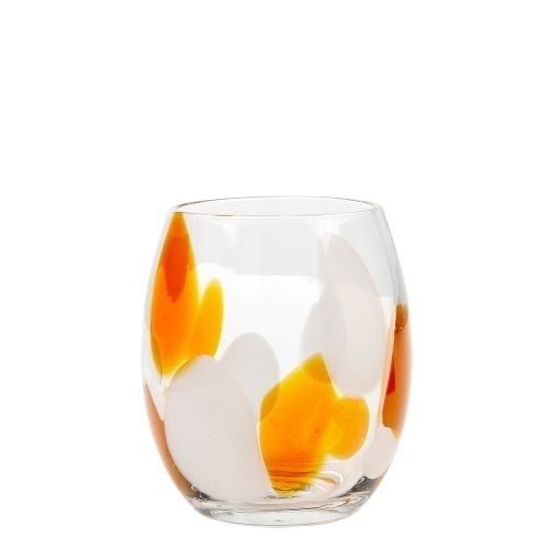 Impulse Cloud Rocks Hand-Crafted Glass, Orange, Set of 4