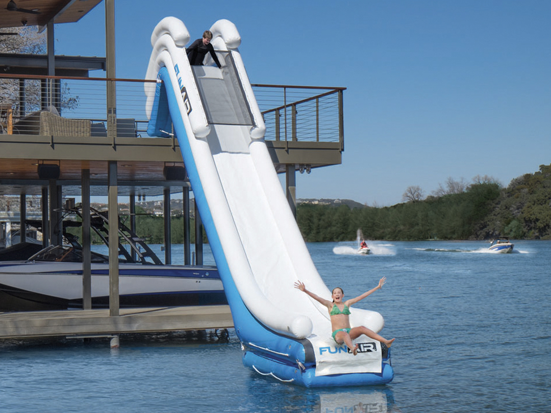 inflatables on lake