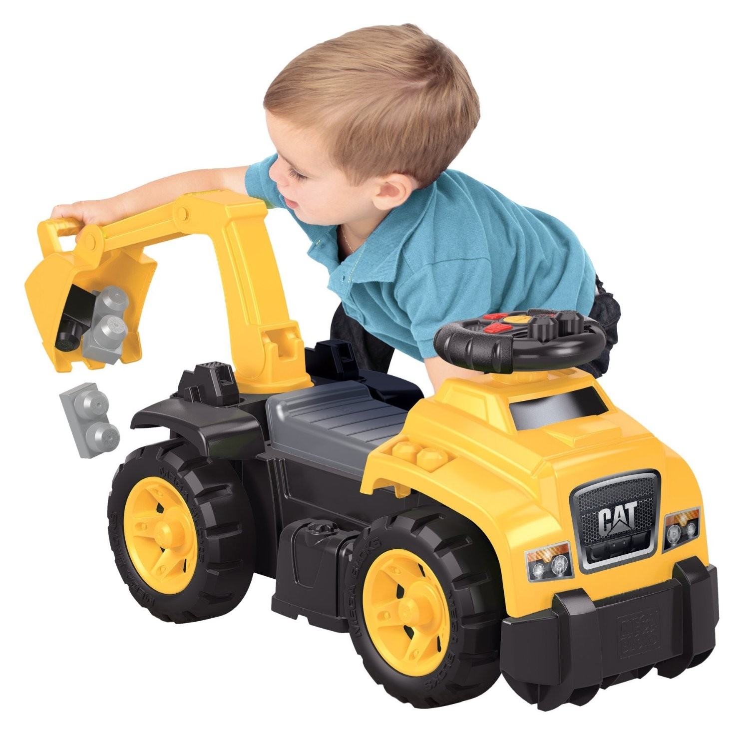Kids rider excavator car caterpillar toddler construction truck realistic sound