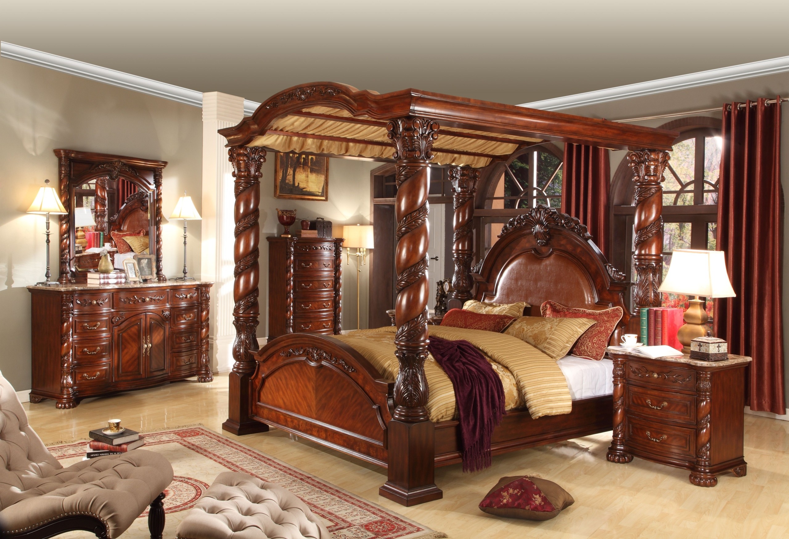 King bedroom deals sets with posts