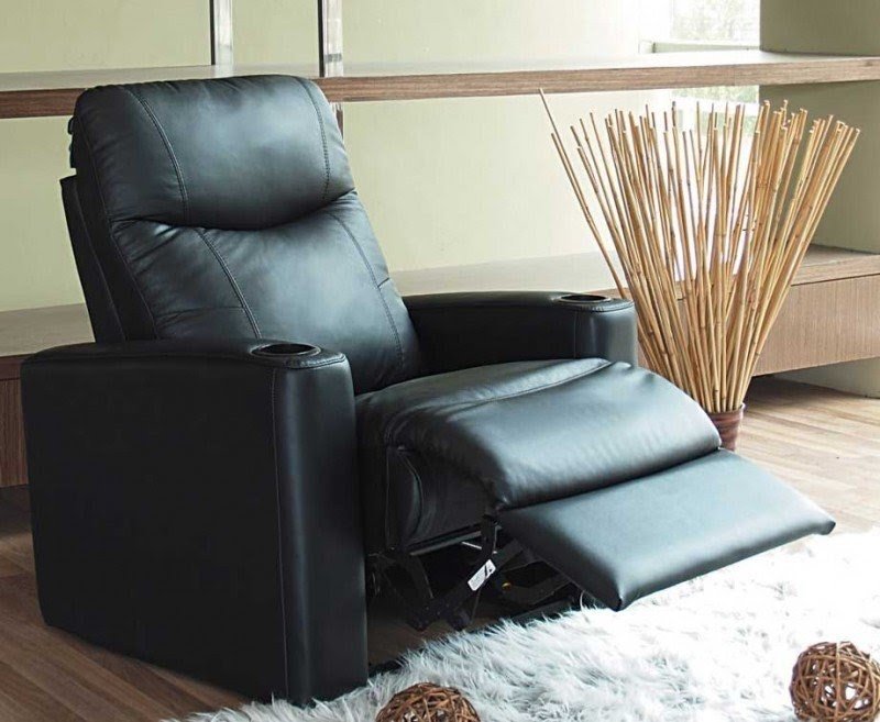 Leather recliner with cup holder