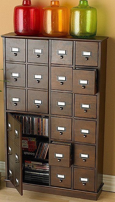 Library Catalog Media Storage Cabinet - Stores CDs or DVDs