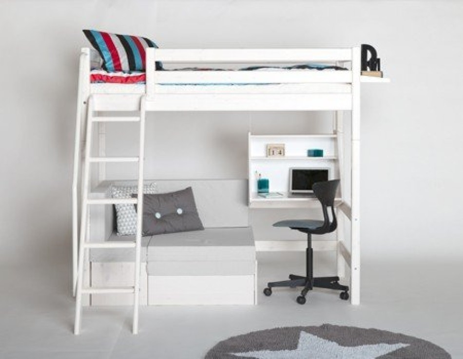 Loft bed with couch and desk