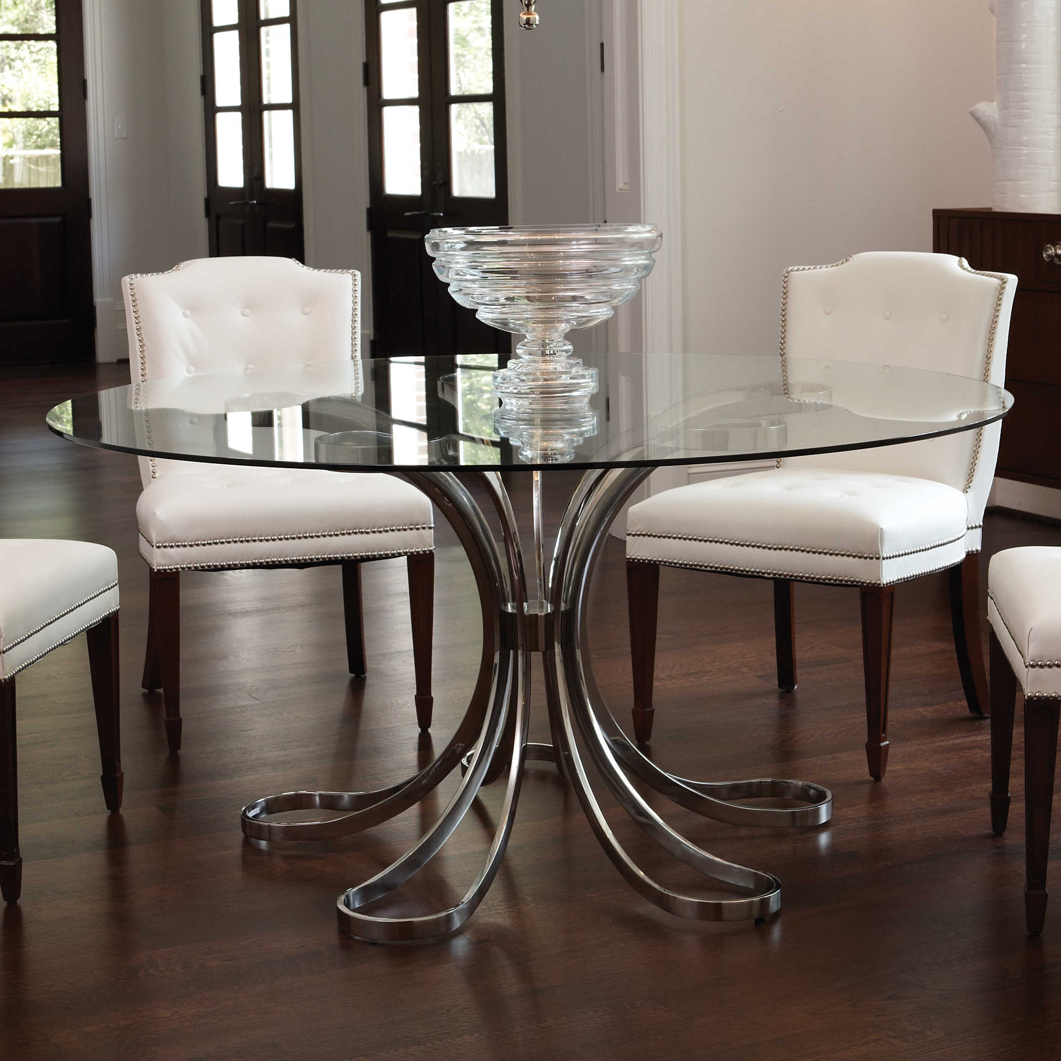 Round Glass Dining Table Wood Base - Ideas on Foter