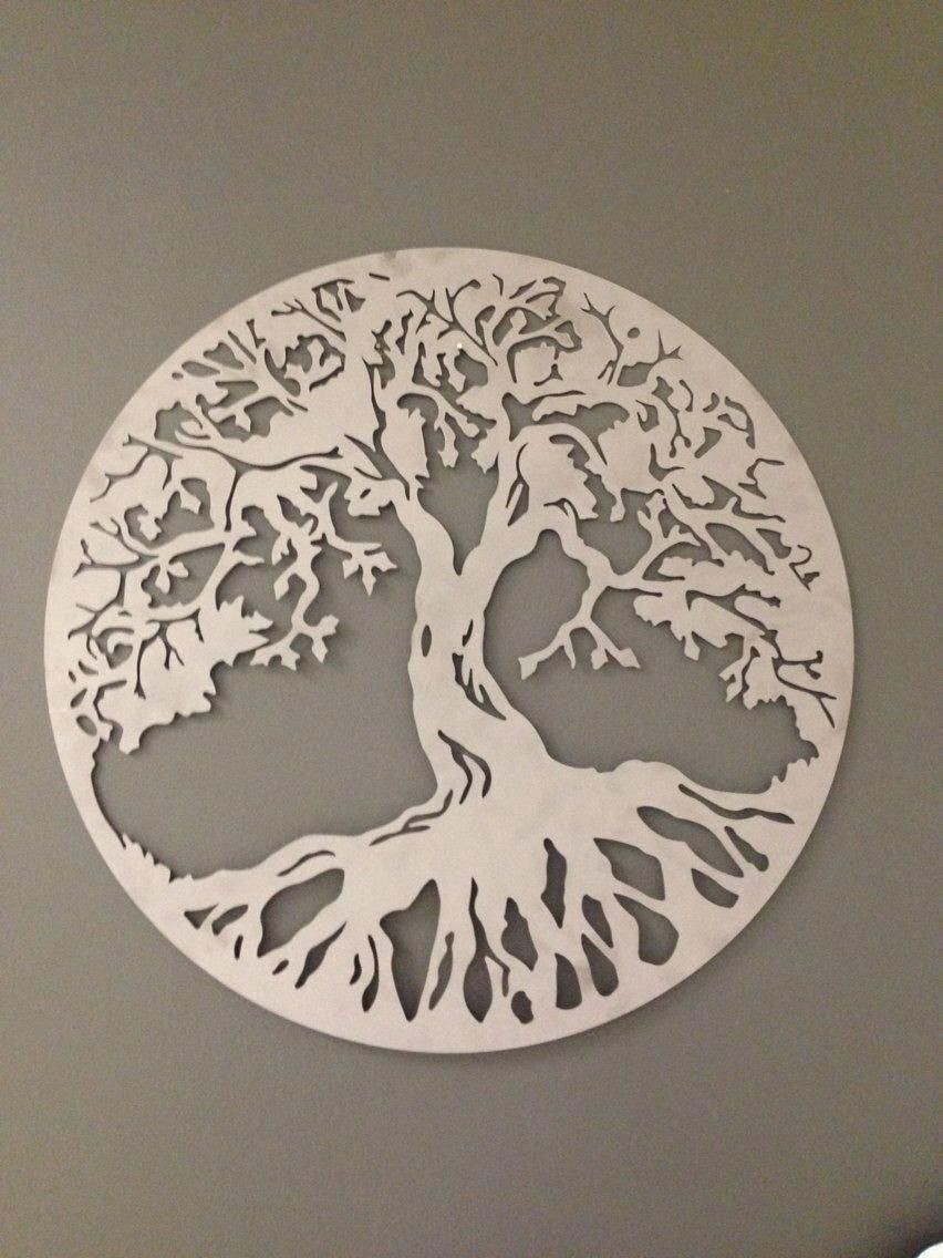 Silver round tree of life industrial