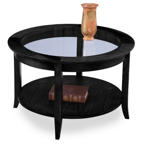 Slate black round coffee table