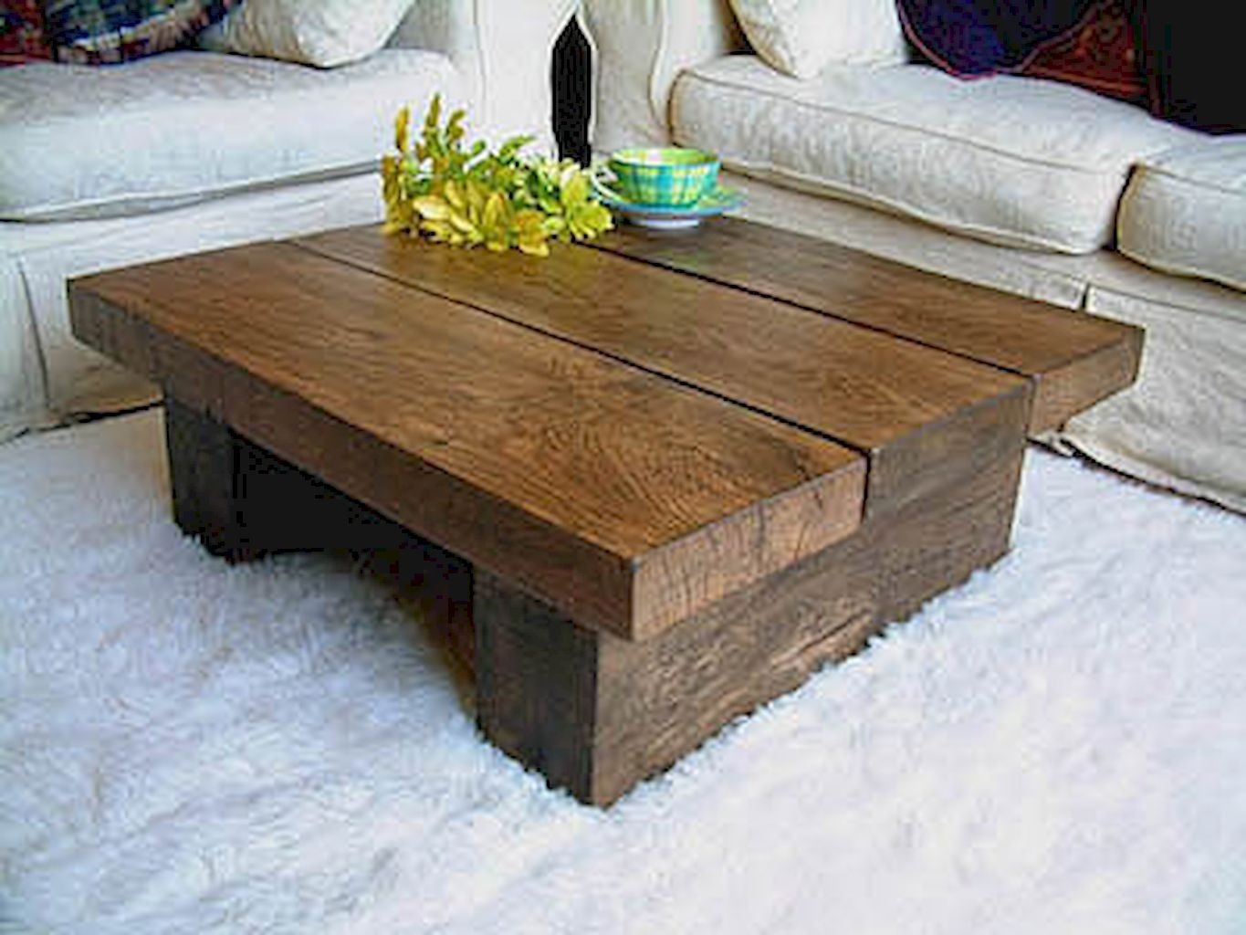 Square dark oak coffee table