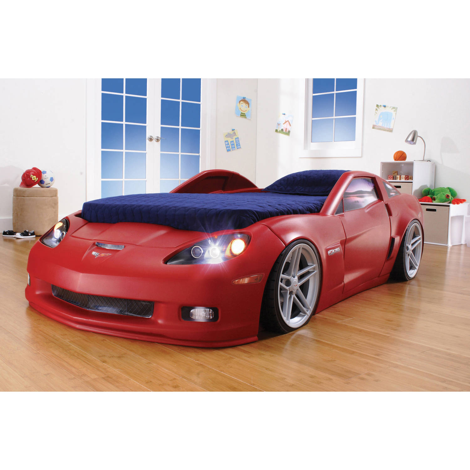 Step2 Corvette Convertible Toddler To Twin Bed With Lights