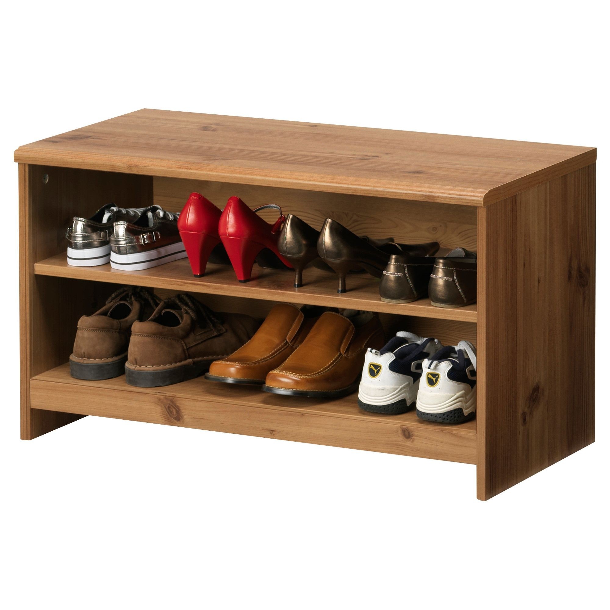 Storage bench with shoe rack