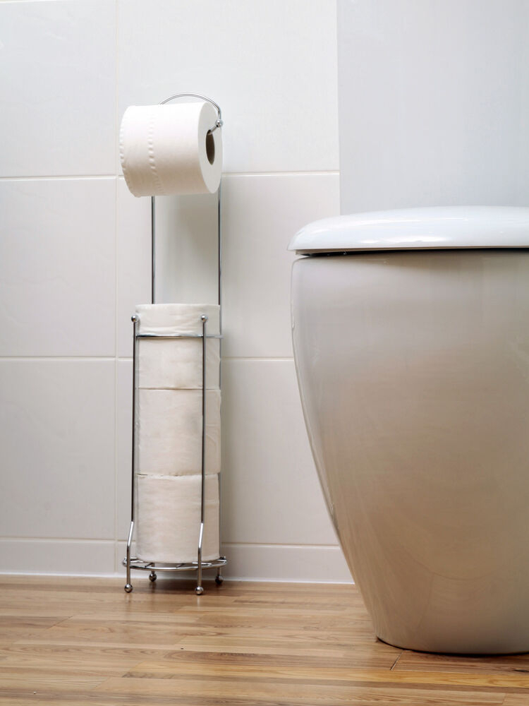 Toilet 4 Roll Holder Stand Storage Paper Tissue Floor Free Standing Bathroom