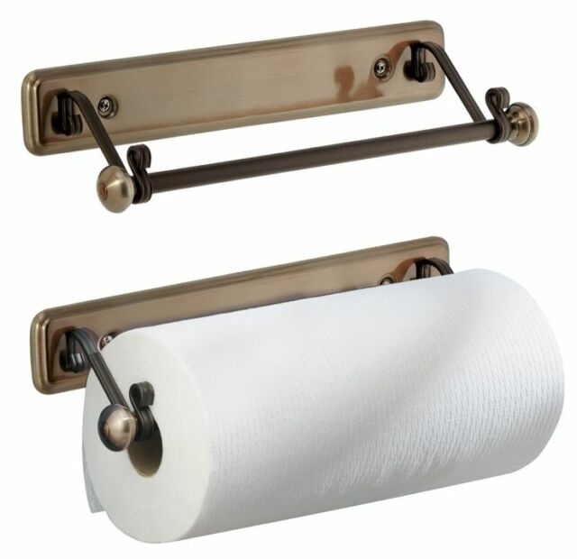 Wall mount paper towel holder bronze