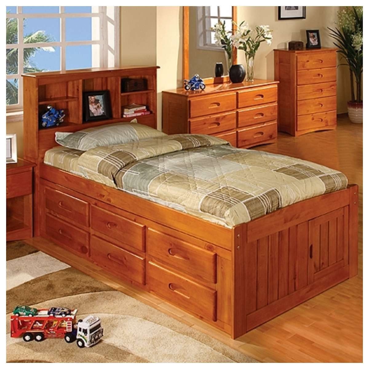 Weston Captain's Bookcase Bed with Storage