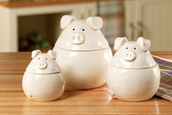 3 piece piglets kitchen canister set i designed this for