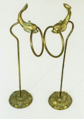 Vintage Brass Towel Rack With Hands Holding Bar