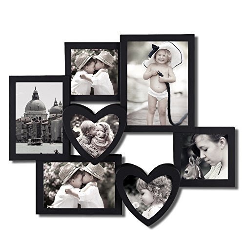 Adeco Decorative Black Plastic Wall Hanging Collage Picture Photo Frame