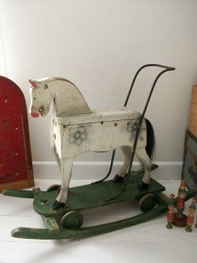 Antique wood rocking horse