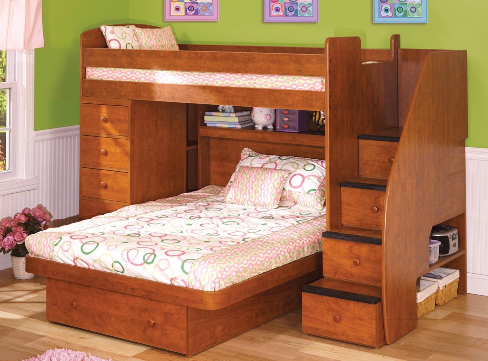 Berg Furniture Sierra Twin Over Full L Shaped Bunk Bed With Chest And Stairs