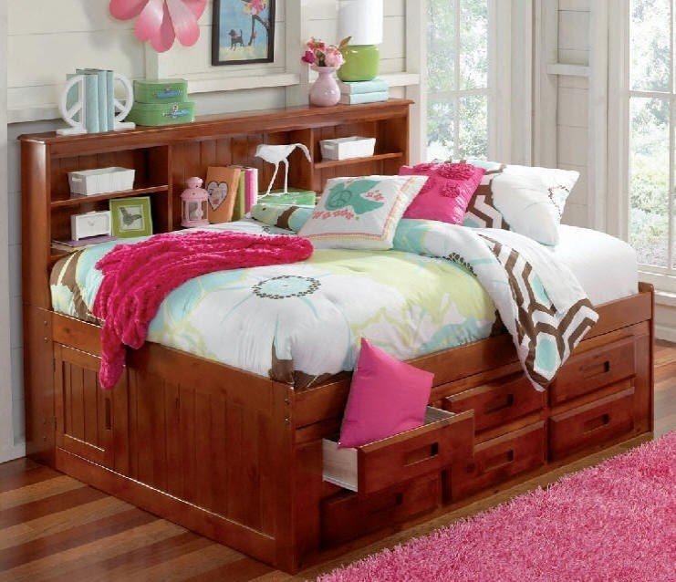 Captain twin bed with underbed drawers