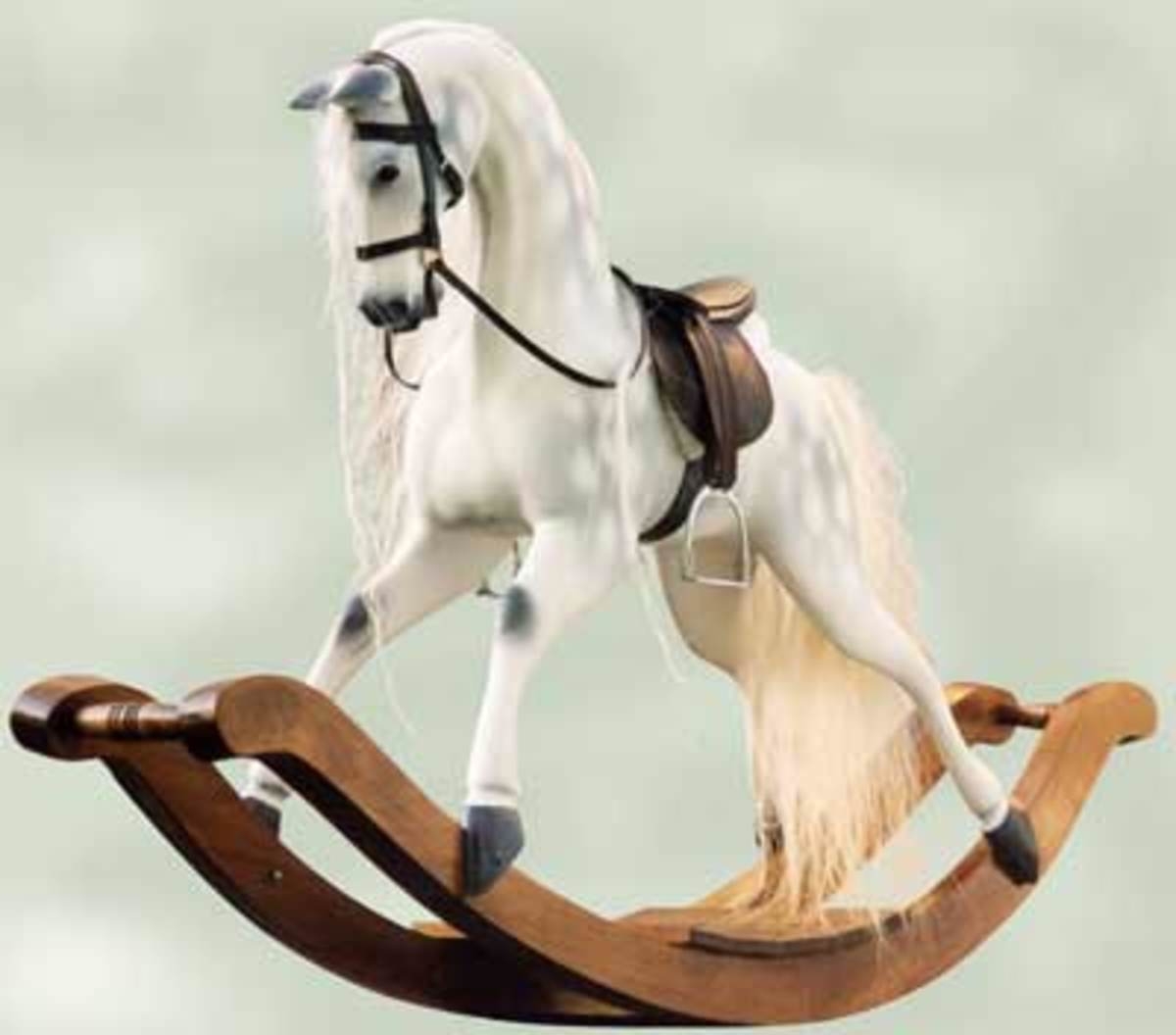 wooden riding rocking horse