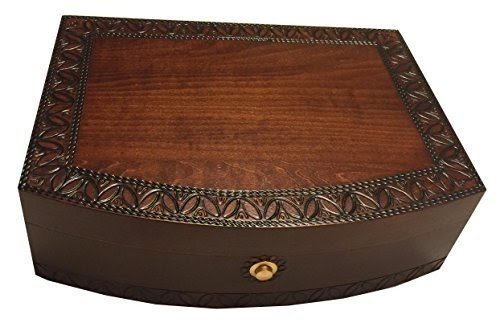 Deluxe  Handmade Polish Jewelry Box Linden Wood Chest with Mirror and Compartments