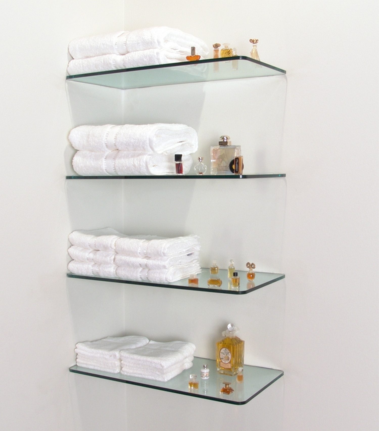 glass bathroom shelving unit