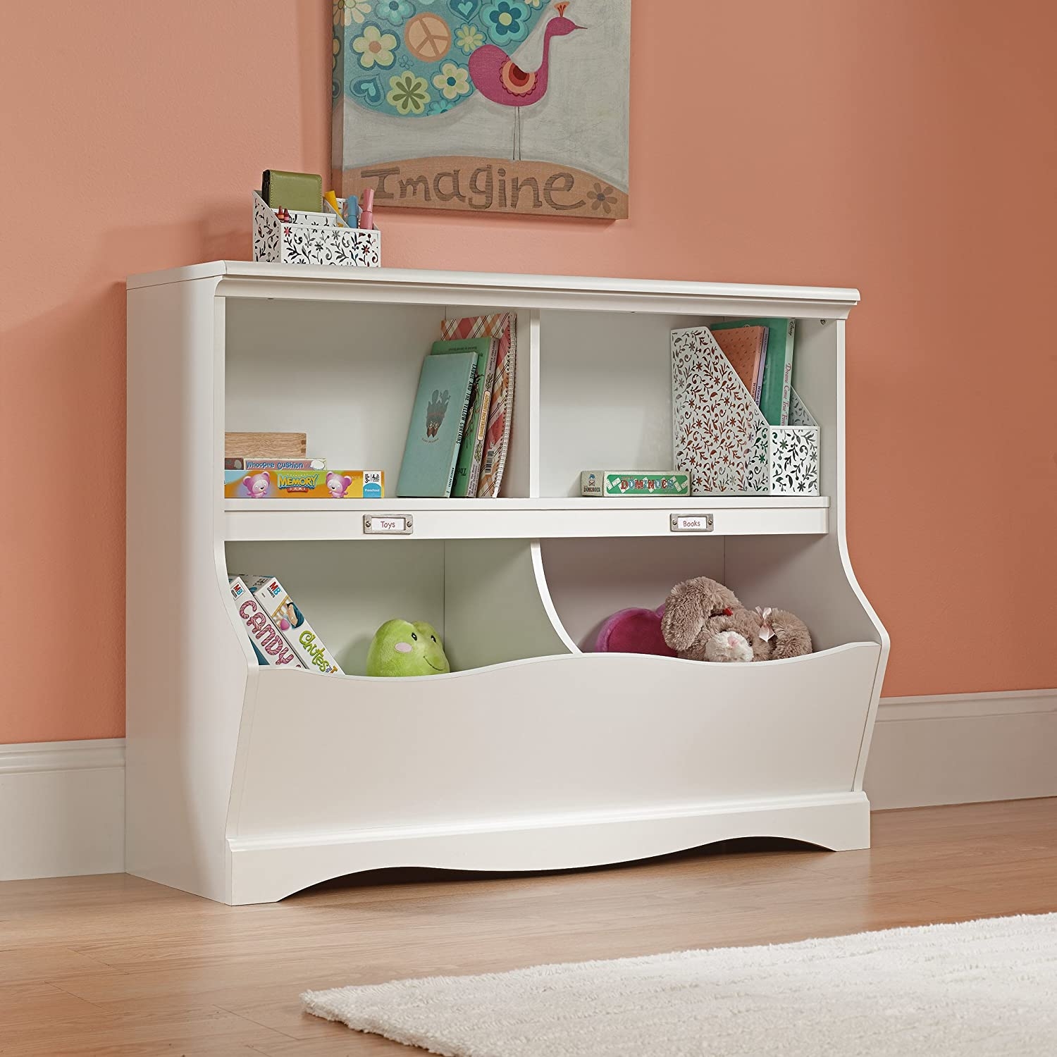 I love this idea toy cubby with book shelves think
