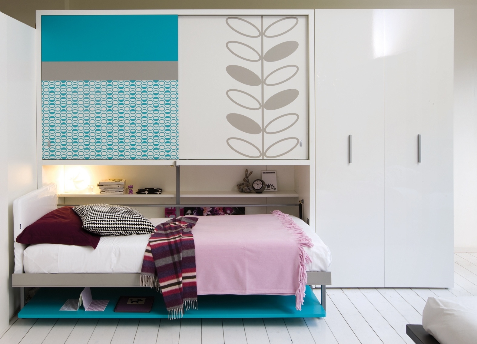 Kids room decor with fun trundle bed also hidden turquoise