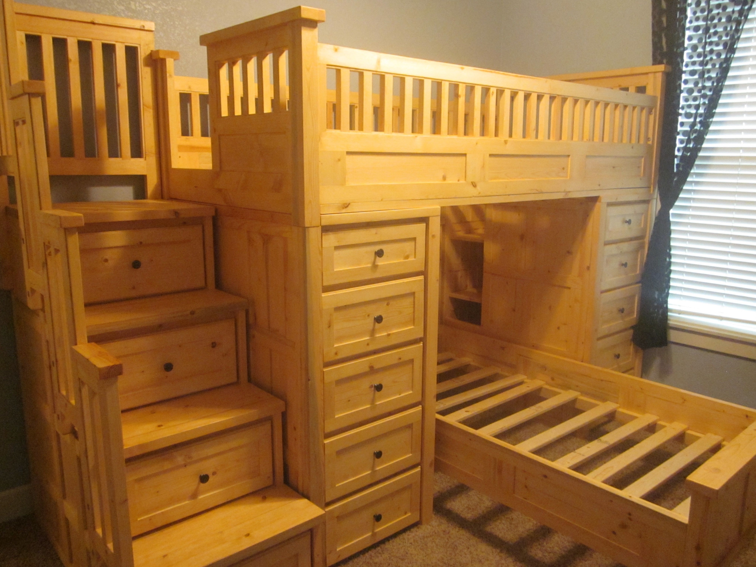 Large twin over twin loft bed with tons