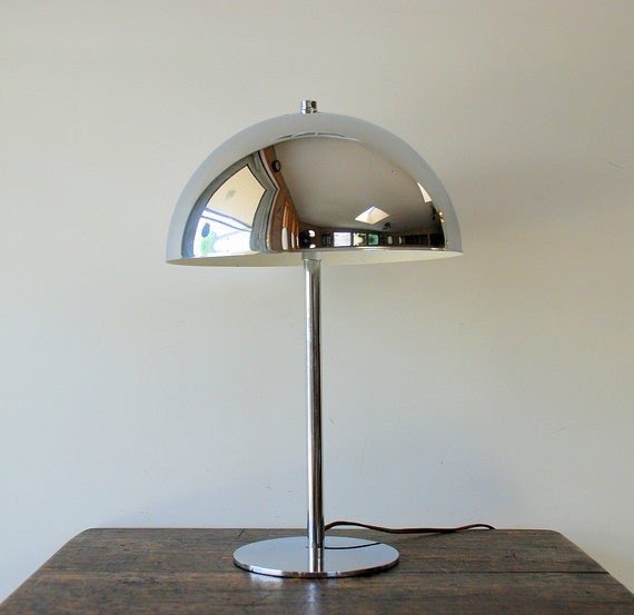 Midcentury chrome mushroom table lamp