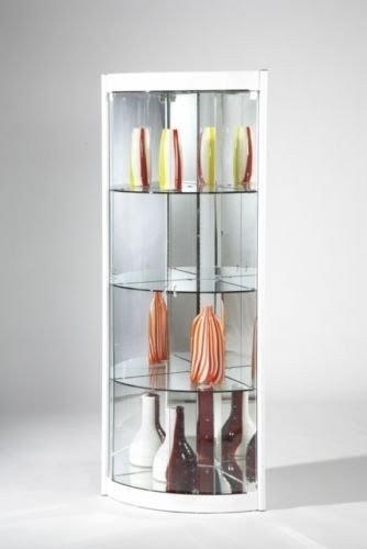 Modern cristal mirrored corner glass curio cabinet white