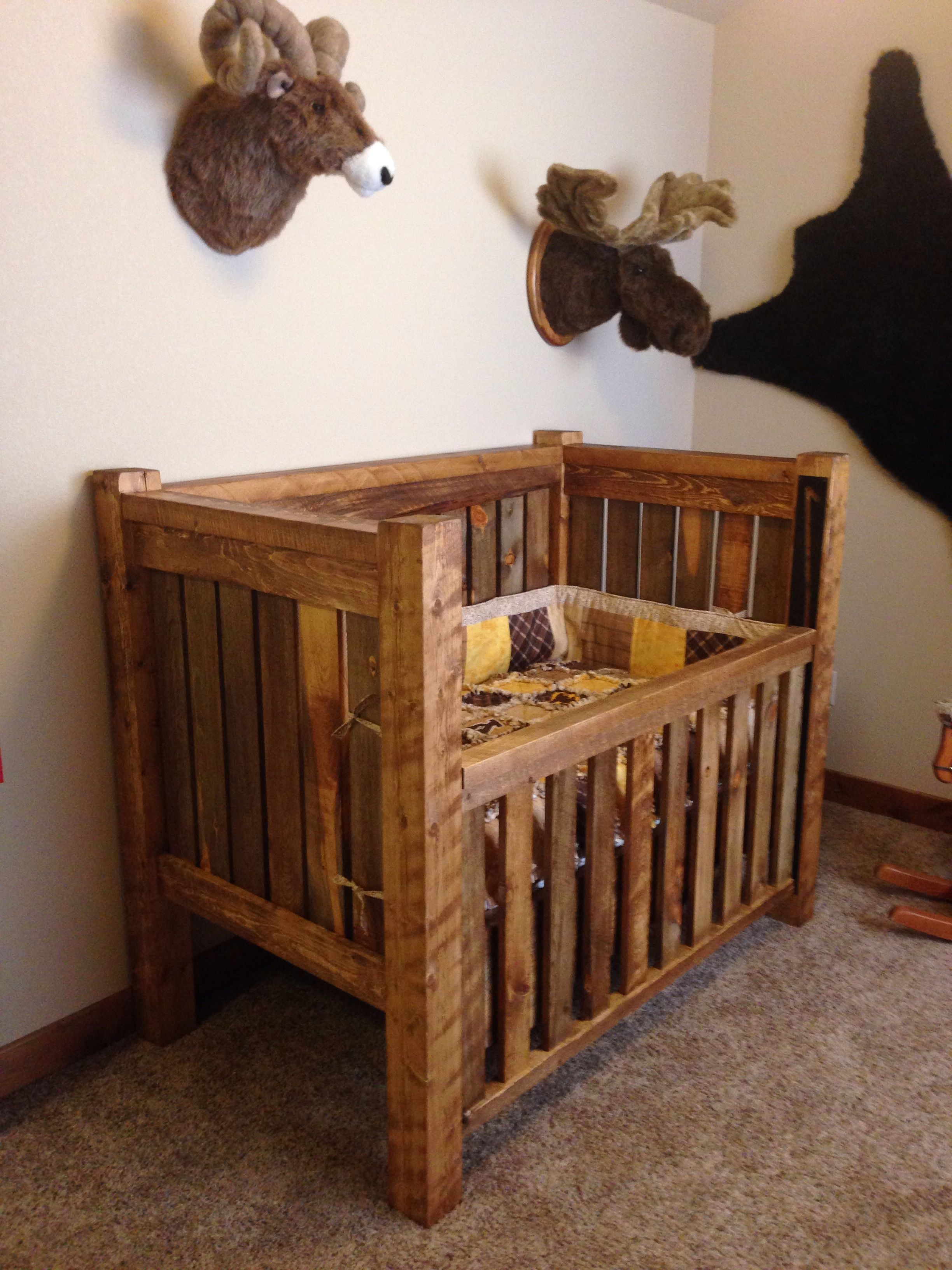Natural wood baby crib 1