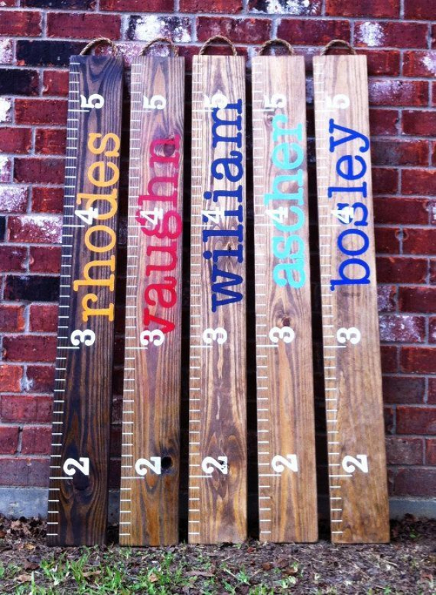 Painted ruler growth chart wood growth