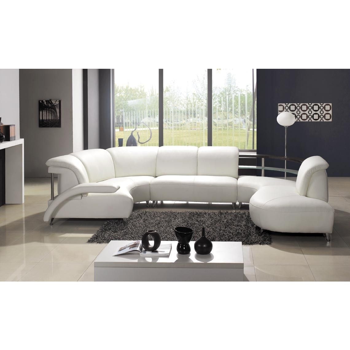 Small white leather sectional 1