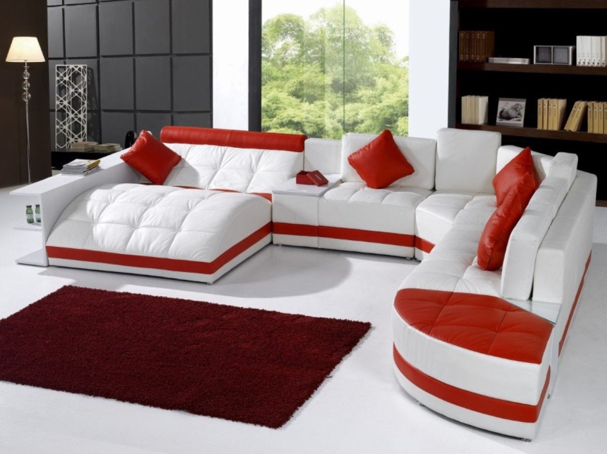 Small white leather sectional 12