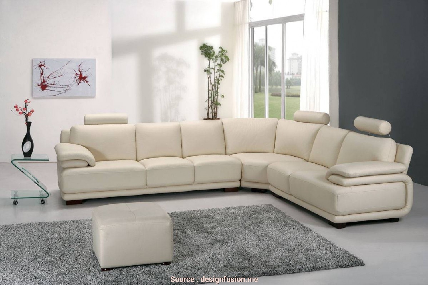 Small white leather sectional 13