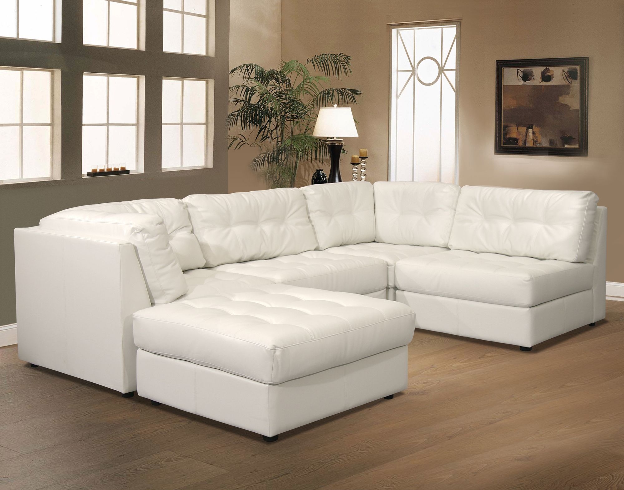 Small white leather sectional 15