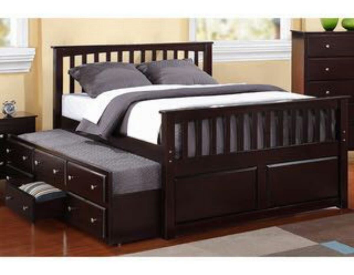 Solid wood twin bed